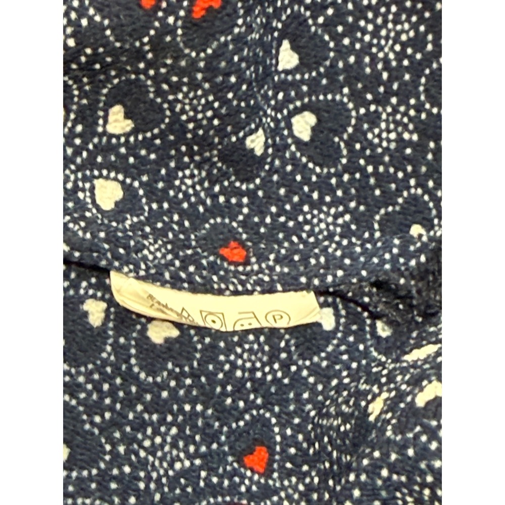 Michael Kors Women's Top Size M Navy Blue Heart Print 3/4 Bell Sleeve Tie Front‎ - Picture 6 of 7